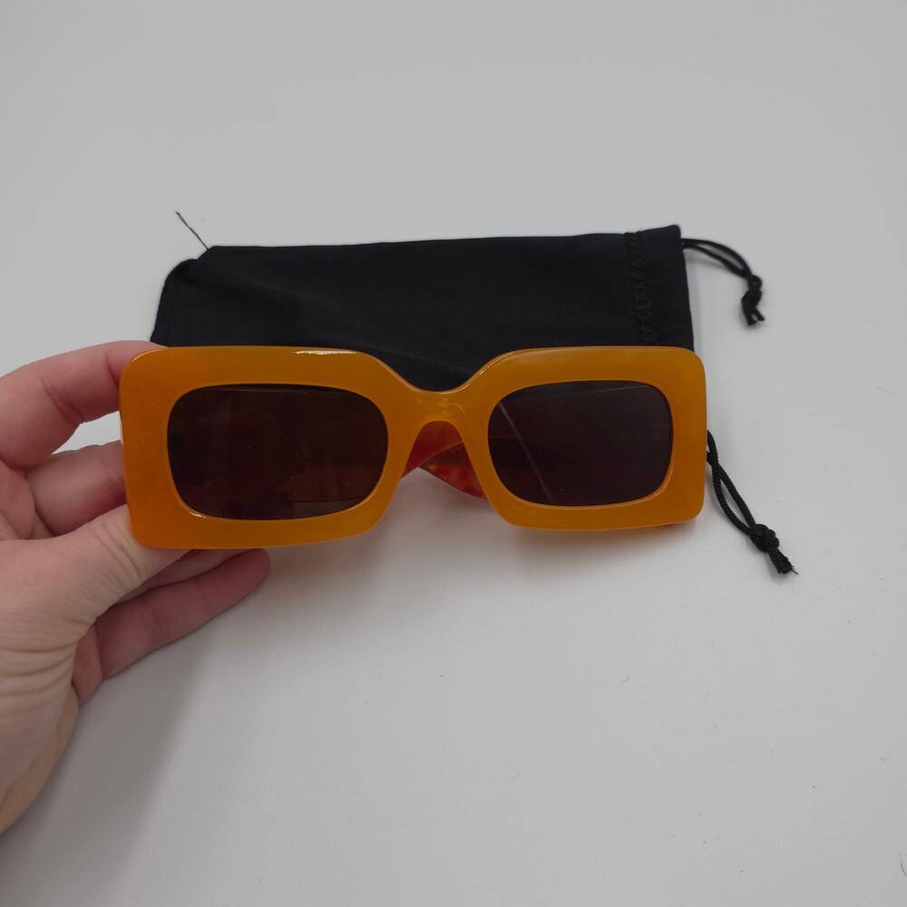 & Other Stories Orange Rectangular Thick Sunglass… - image 2